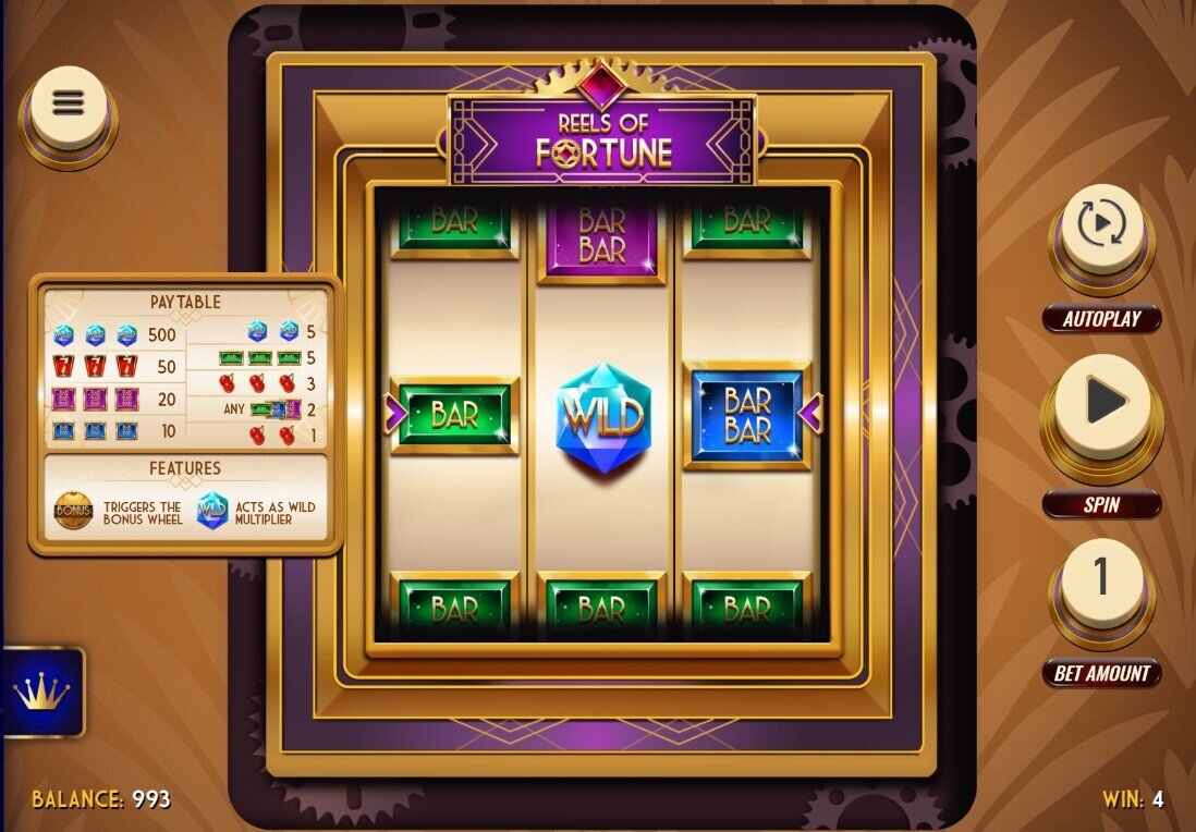 Reels of Fortune Pokies Main Game