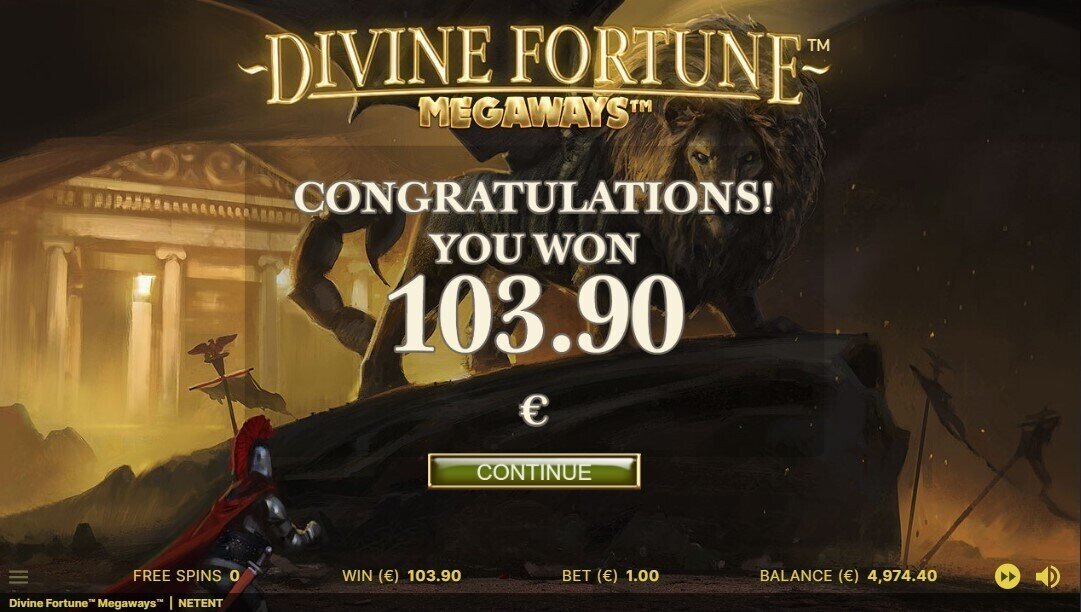 Divine Fortune Megaways Free Spins Winnings